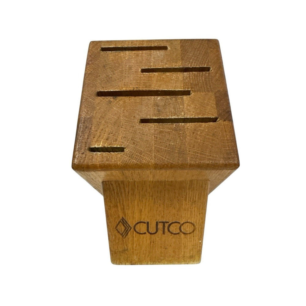 Cutco Gourmet Solid Wood Honey Oak 5 Slot Knife Block 1749 Storage‎ Holder Only